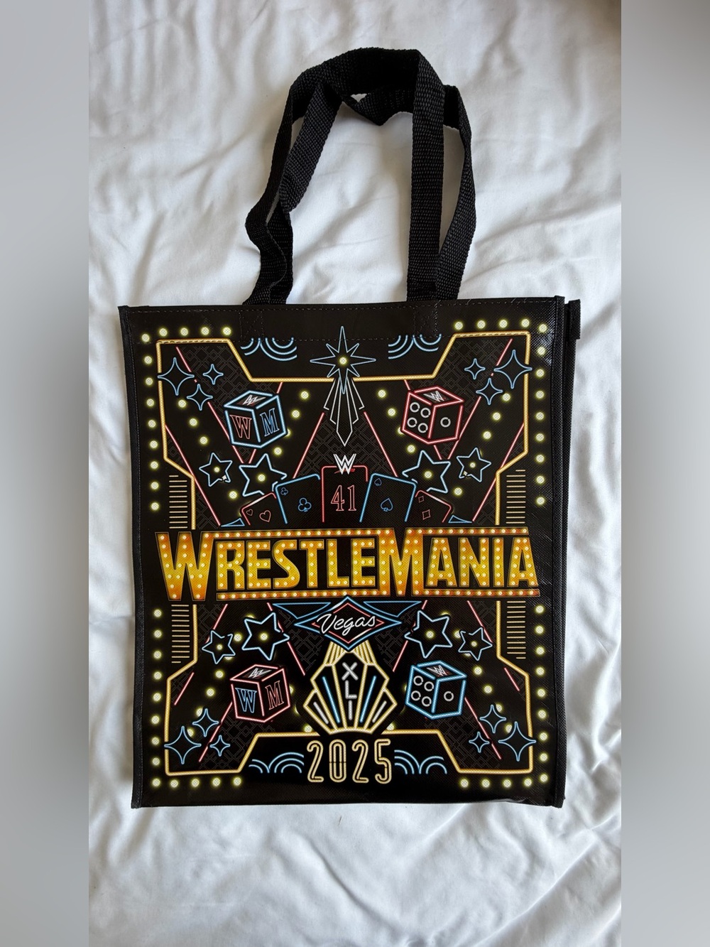 WWE WrestleMania 41 Vegas 2025 Black Graphic Tote Bag